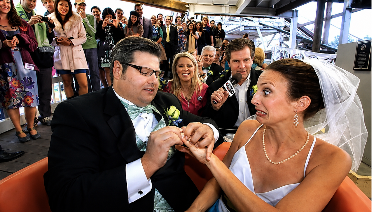 1. The bride caught off guard in a split second