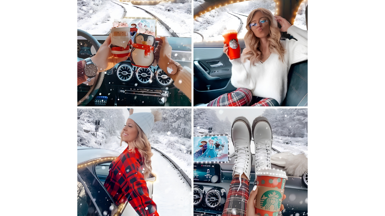 6. Snowy car scene appears heavily edited