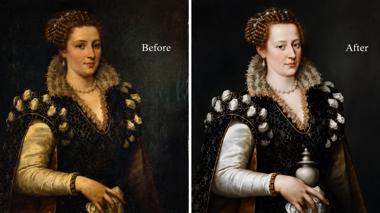 11. Portrait restoration shows an earlier alteration