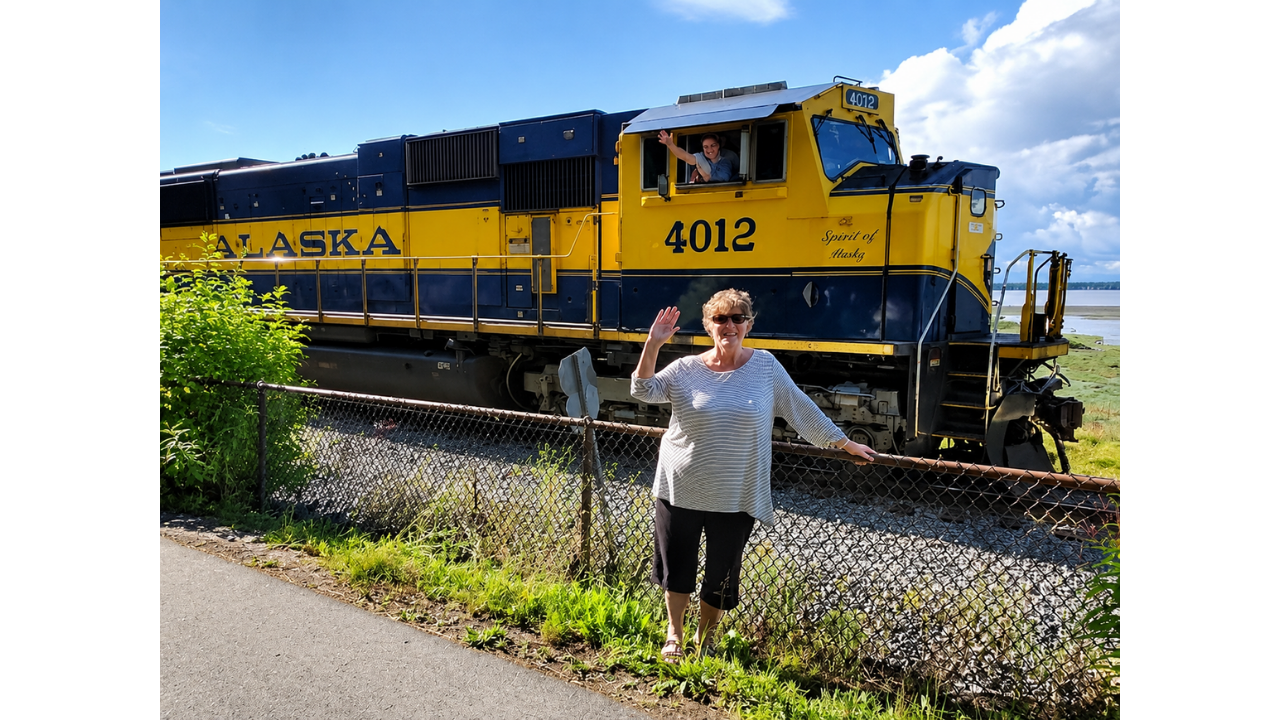 4. Train driver joins the family photo