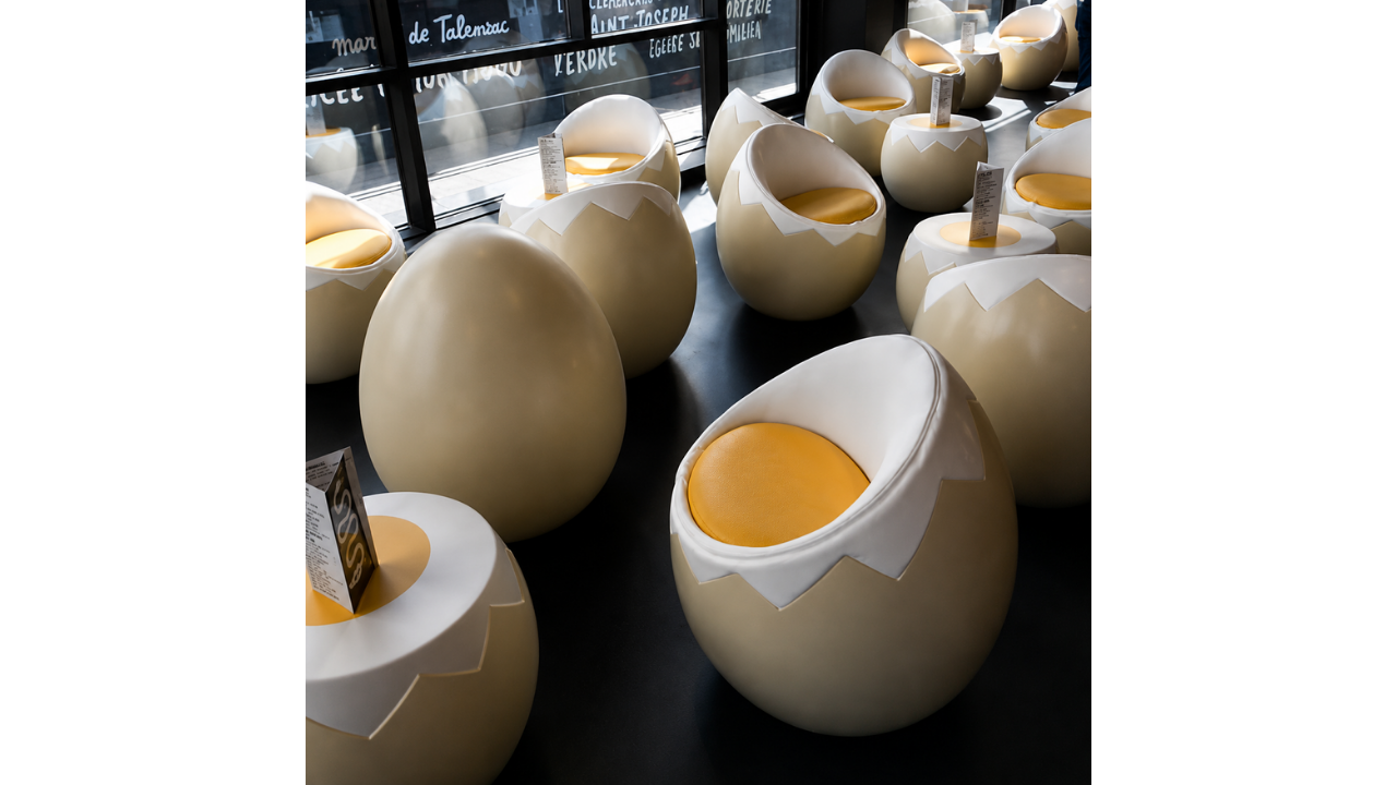 3. Bird nest setting with a giant egg shape