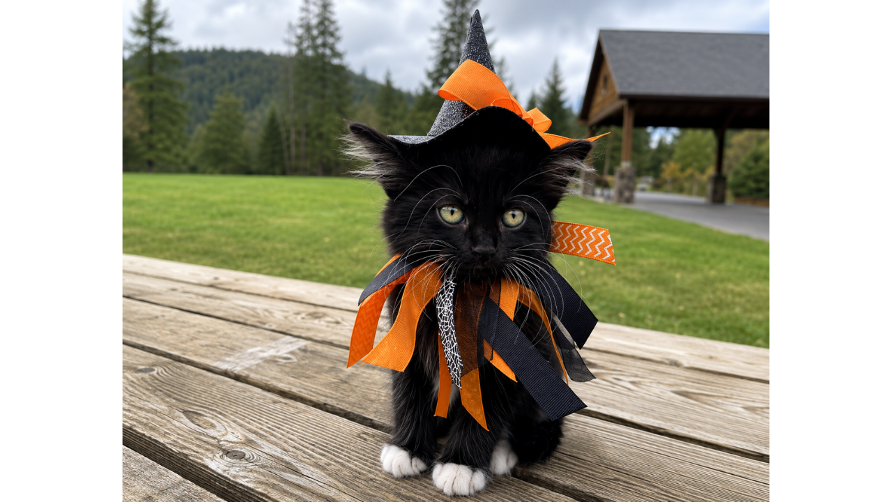 1. The tiny witch ready to charm trick-or-treaters
