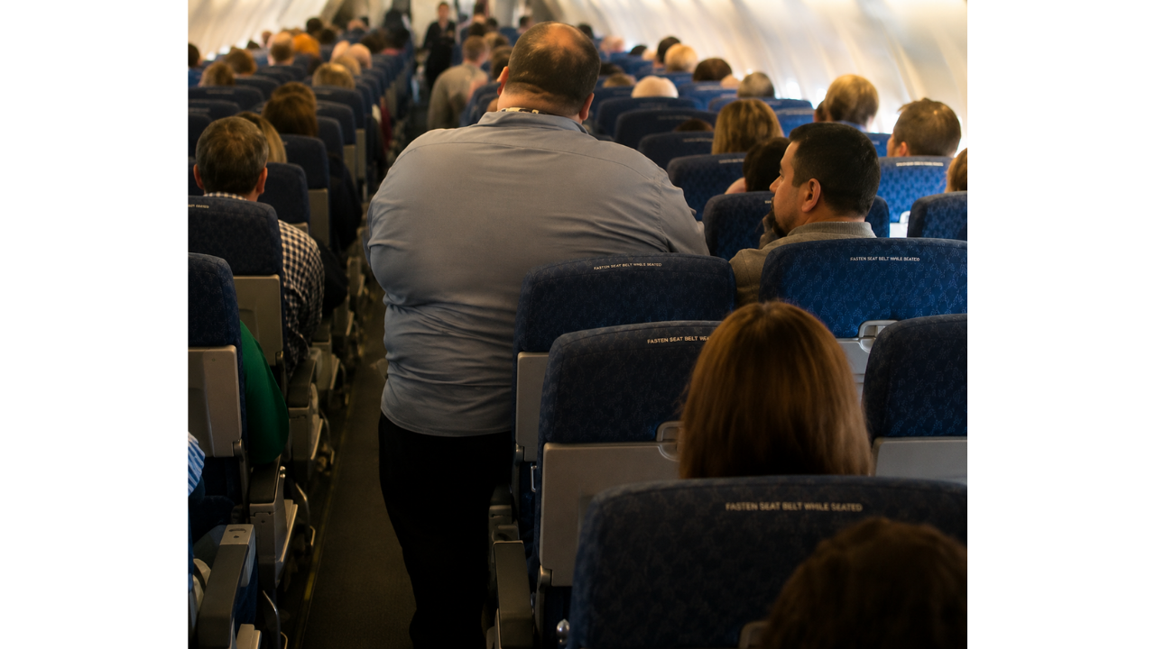 13. Airplane seat highlights a tight comfort issue