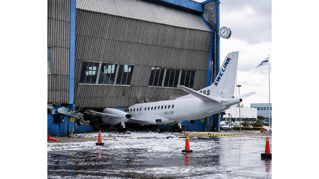 7. Plane appears unusually close to the terminal