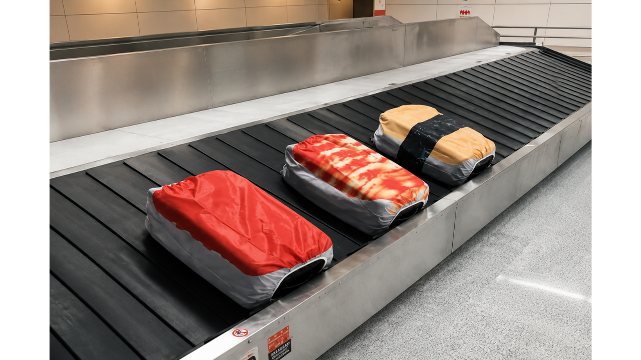 3. Sushi suitcase covers stand out at baggage claim