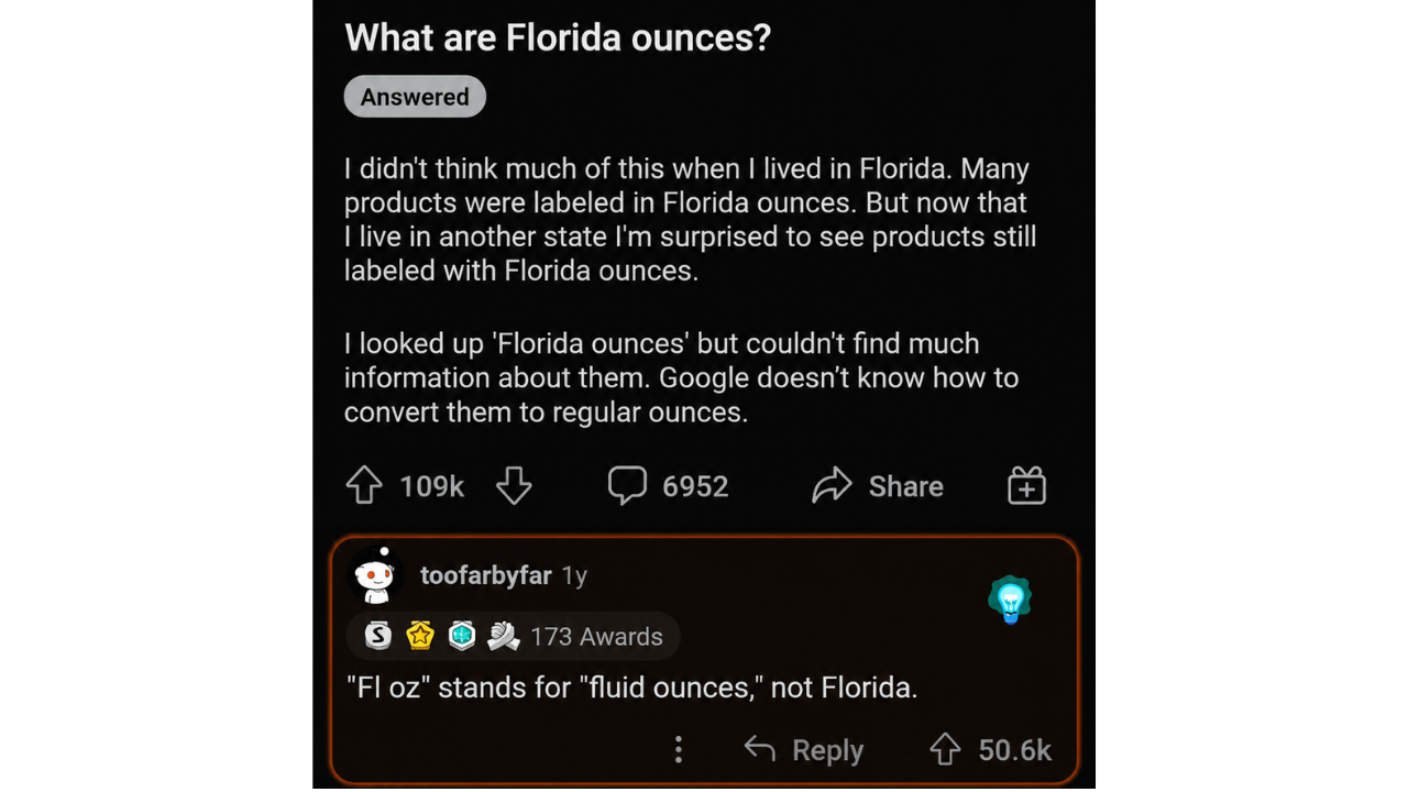 5. Weird How Florida Ounces Are Used in the Other States, Too