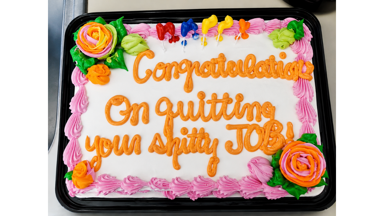 13. “Congratulations on Escaping This Job”