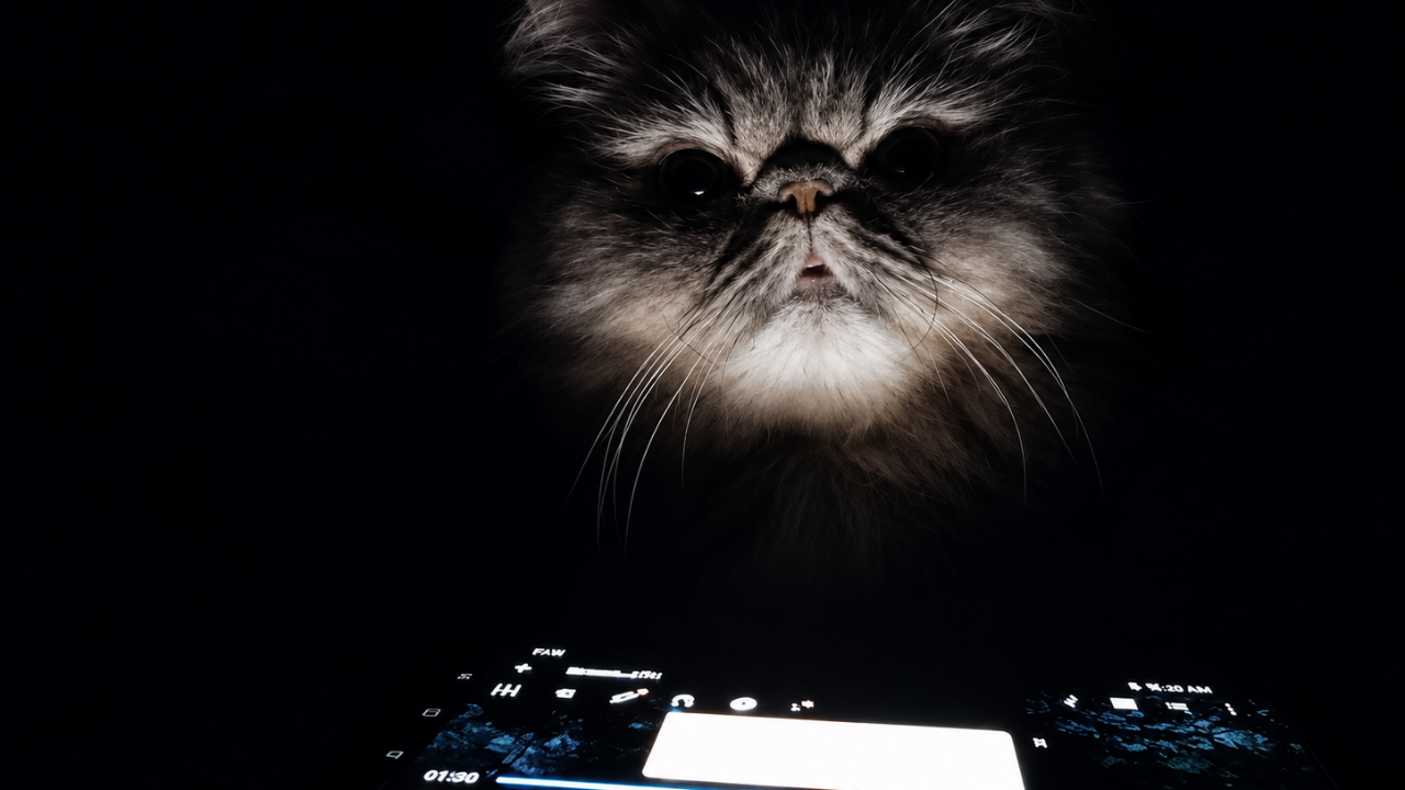 6. Hungry Cat Caught in the Dark
