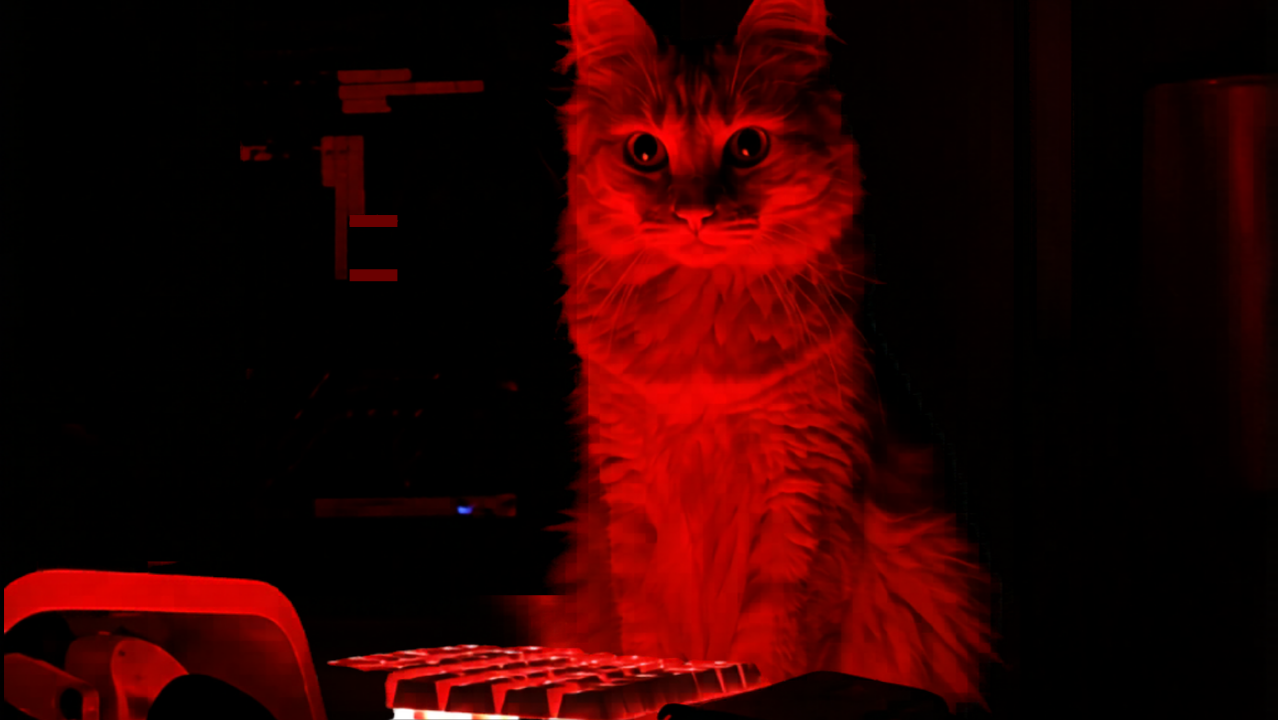 15. A Cat's Nightly Glowing Red Hobby