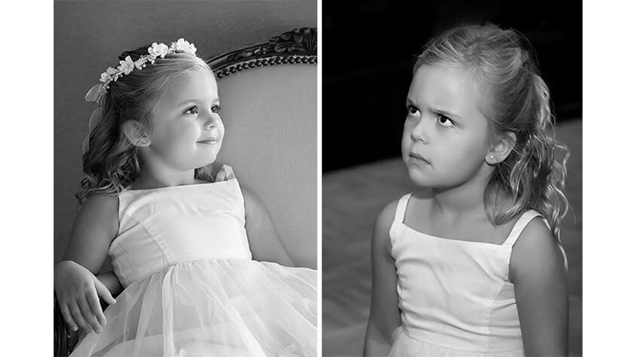4. A flower girl ready for bedtime