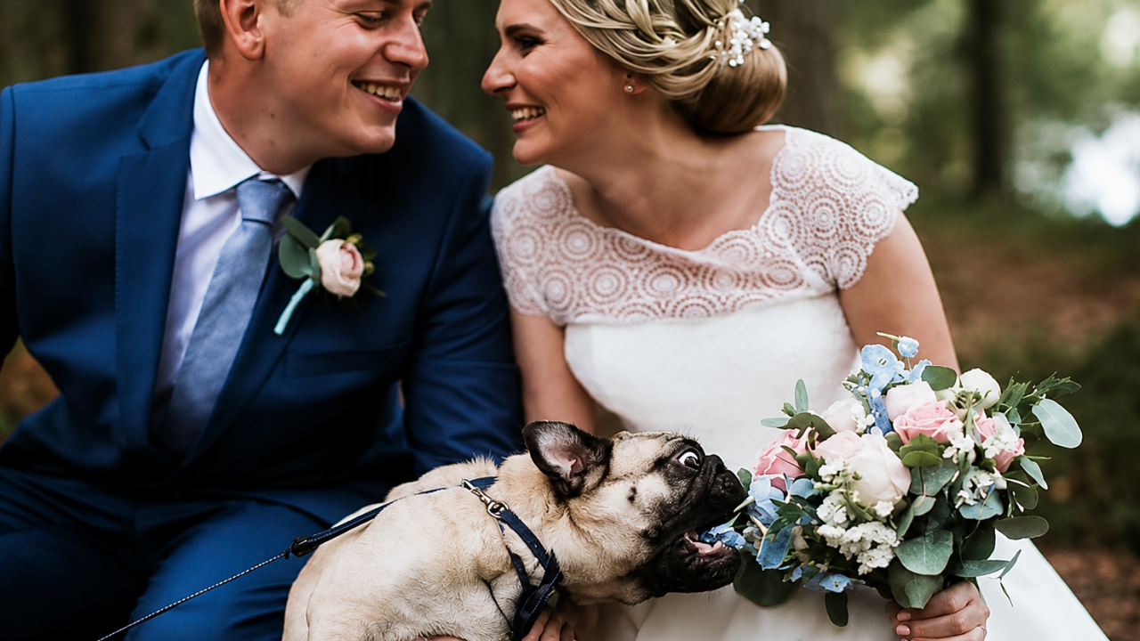 4. A dog goes for the bouquet