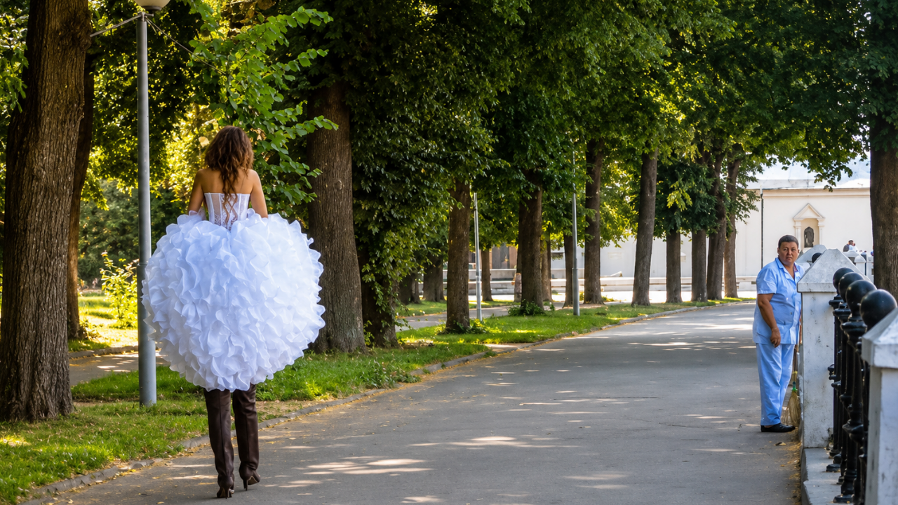 8. The bride with extra-long legs