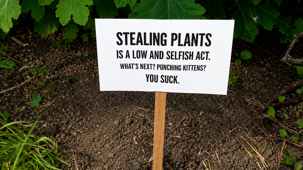 1. A Very Blunt Warning About Plant Theft